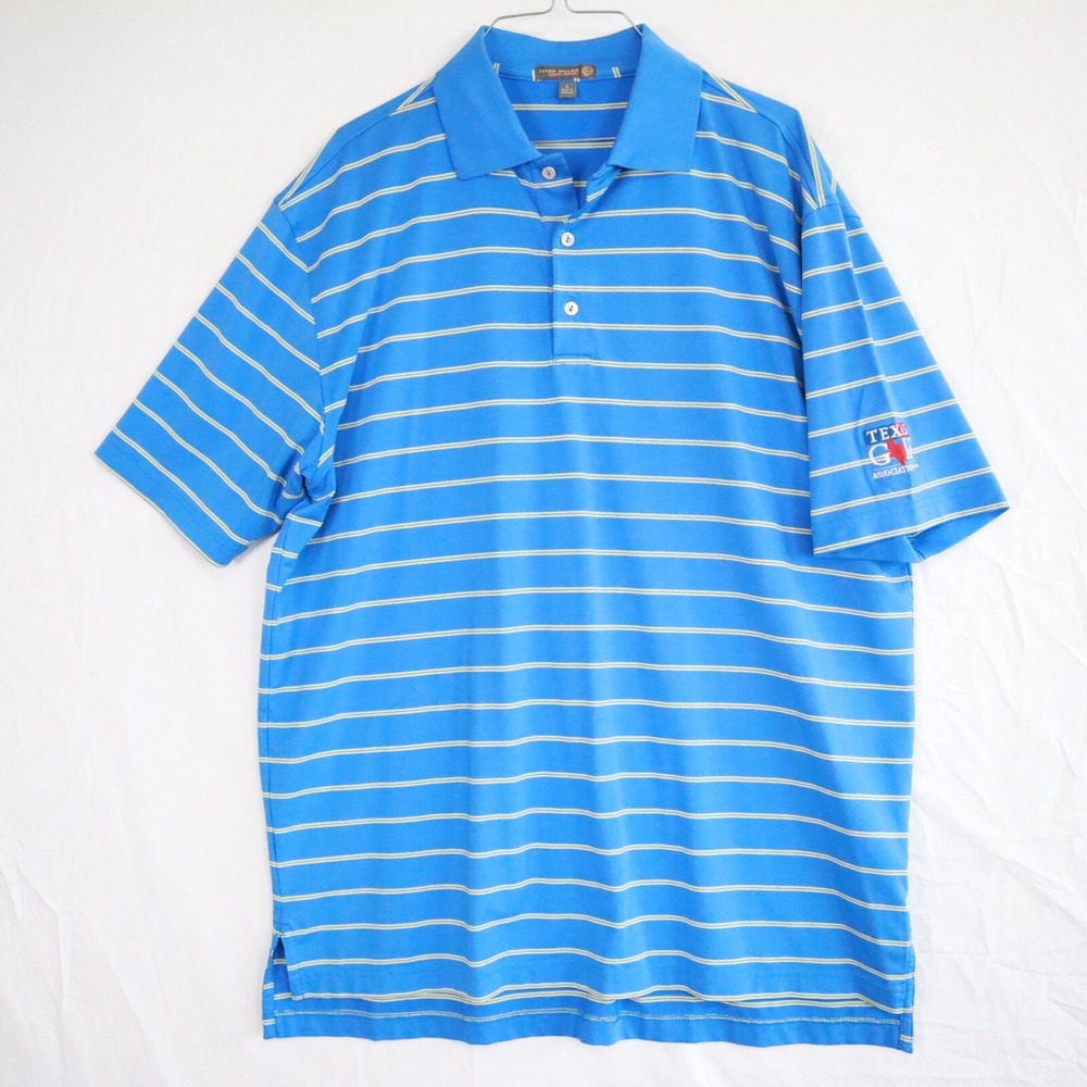 Peter Millar‎ Polo Shirt Mens Large Summer Comfort e4 Short Sleeve Texas Golf